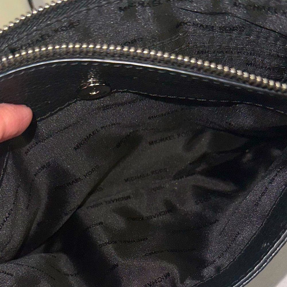 MICHAEL KORS • Black Leather Crossbody Zipper Chain Purse Tooth Spike Defense - Picture 10 of 13